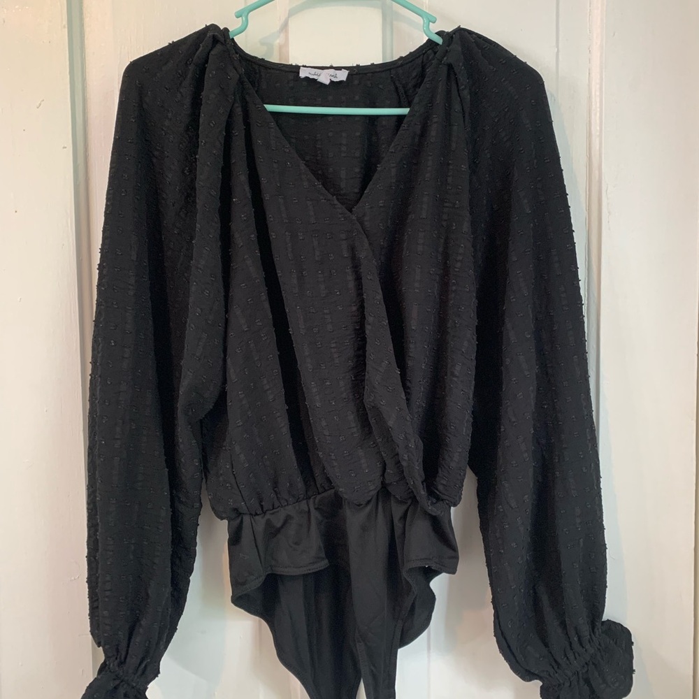 White Birch Black Textured Bodysuit